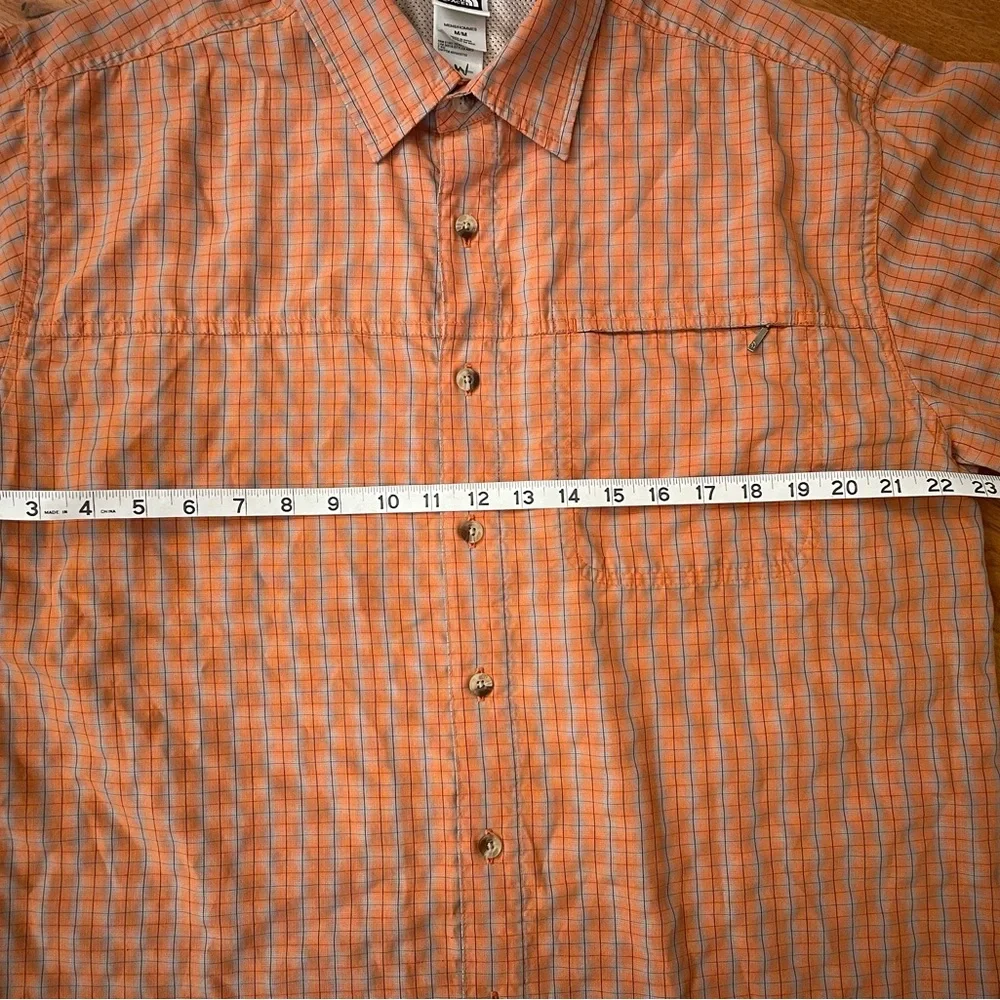 The North Face Men’s Orange Plaid Mesh Vented Hiking Button Down Shirt M